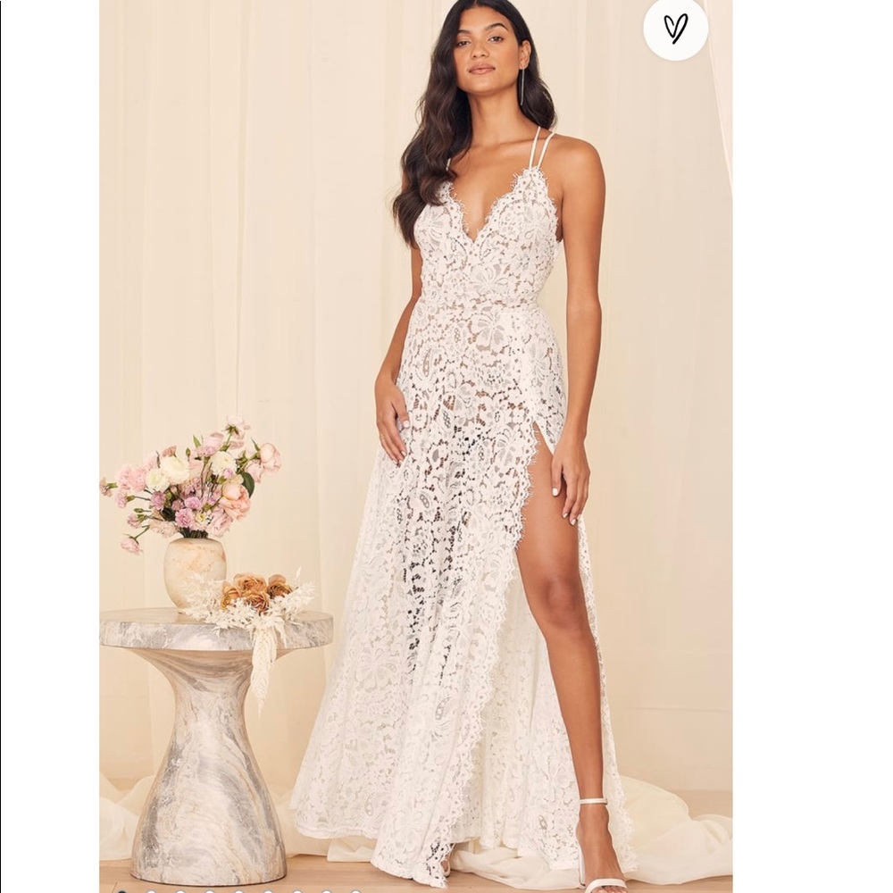 White Lace Dress Lulus Love of Details Maxi